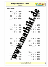 Multiplikation mit Zehnerzahlen - ©2011-2018, www.mathiki.de