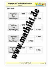 Vorgänger / Nachfolger bis 10000 - ©2011-2018, www.mathiki.de