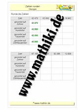 Runden bis 10 Million (Klasse 4) - ©2018, www.mathiki.de