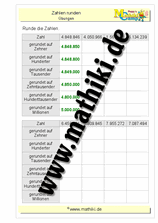 Runden bis 10 Million (Klasse 4) - ©2018, www.mathiki.de