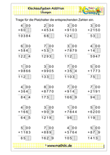 Klecksaufgaben Addition (I) (Klasse 4) - ©2019, www.mathiki.de