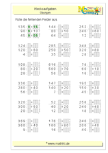 Klecksaufgaben halbschriftliche Division (Klasse 4) - ©2011-2019, www.mathiki.de