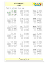 Klecksaufgaben halbschriftliche Division (Klasse 4) - ©2011-2019, www.mathiki.de