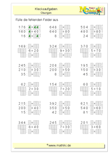 Klecksaufgaben halbschriftliche Division (Klasse 4) - ©2011-2019, www.mathiki.de