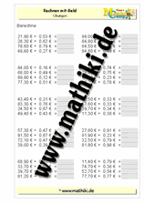 Rechnen mit Geld (ZE,Z0€+0,ZE€) - ©2011-2016, www.mathiki.de - Ihre Matheseite im Internet