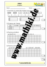 6. Klassenarbeit Mathe (Klasse 4) - ©2011-2019, www.mathiki.de