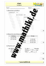 7. Klassenarbeit Mathe (Klasse 4) - ©2011-2019, www.mathiki.de