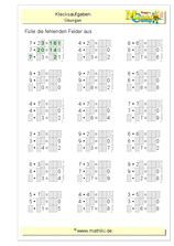 Klecksaufgaben halbschriftliche Multiplikation (Klasse 4) - ©2011-2019, www.mathiki.de