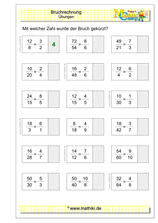 Brüche kürzen (II) (Klasse 5/6) - ©2020, www.mathiki.de