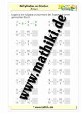 Brüche mit ganzen Zahlen multiplizieren - ©2011-2019, www.mathiki.de