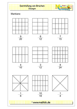Brüche grafisch darstellen (I) (Klasse 5/6) - ©2018, www.mathiki.de