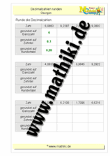 Dezimalzahlen runden (Klasse 5/6) - ©2018, www.mathiki.de