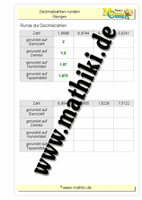 Dezimalzahlen runden (Klasse 5/6) - ©2018, www.mathiki.de