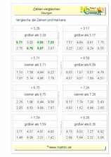 Dezimalzahlen vergleichen (I) (Klasse 5/6) - ©2011-2019, www.mathiki.de