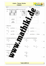 Brüche - 2. Klassenarbeit Mathe (Klasse 5/6) - ©2017, www.mathiki.de