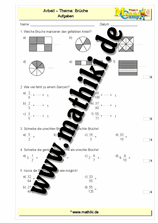 Brüche - 3. Klassenarbeit Mathe (Klasse 5/6) - ©2017, www.mathiki.de