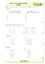 Rationale Zahlen - 2. Klassenarbeit Mathe (Klasse 5/6) - ©2011-2019, www.mathiki.de