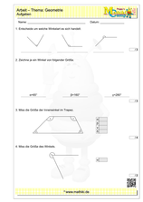 Winkel - 2. Klassenarbeit (Klasse 5/6) - ©2023, www.mathiki.de