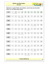 Zahlen mit Rest teilen (Klasse 5/6) - ©2020, www.mathiki.de