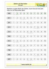 Zahlen mit Rest teilen (Klasse 5/6) - ©2020, www.mathiki.de