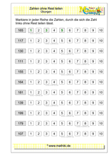 Zahlen ohne Rest teilen (Klasse 5/6) - ©2020, www.mathiki.de