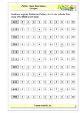 Zahlen ohne Rest teilen (Klasse 5/6) - ©2020, www.mathiki.de