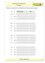 Rechnen mit Potenzen (Klasse 5/6) - ©2011-2020, www.mathiki.de