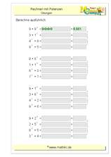 Rechnen mit Potenzen (Klasse 5/6) - ©2011-2020, www.mathiki.de