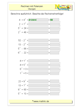 Rechnen mit Potenzen (Klasse 5/6) - ©2011-2020, www.mathiki.de