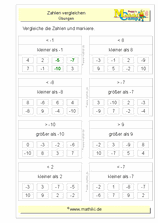 Ganze Zahlen vergleichen (II) (Klasse 5/6) - ©2011-2019, www.mathiki.de