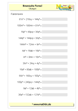 Binomische Formeln (II) (Klasse 7/8) - ©2011-2019, www.mathiki.de