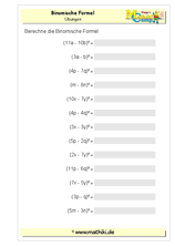 Binomische Formeln (I) (Klasse 7/8) - ©2011-2019, www.mathiki.de