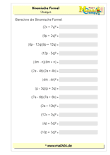 Binomische Formeln (I) (Klasse 7/8) - ©2011-2019, www.mathiki.de