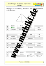 Dreieck: Flächeninhalt / Grundseite / Höhe - ©2011-2019, www.mathiki.de