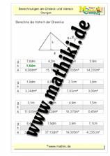 Dreieck: Höhe berechnen - ©2011-2019, www.mathiki.de