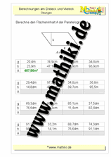 Parallelogramm: Flächeninhalt - ©2011-2019, www.mathiki.de