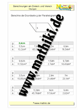 Parallelogramm: Grundseite - ©2011-2019, www.mathiki.de
