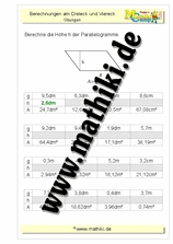 Parallelogramm: Höhe berechnen - ©2011-2019, www.mathiki.de