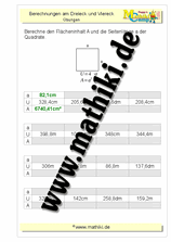 Quadrat: Flächeninhalt / Grundseite - ©2011-2019, www.mathiki.de