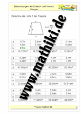 Trapez: Höhe berechnen - ©2011-2019, www.mathiki.de