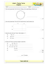 Terme - 1. Klassenarbeit Mathe (Klasse 7/8) - ©2011-2019, www.mathiki.de