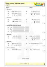 Rationale Zahlen - 2. Klassenarbeit (Klasse 7/8) - ©2023, www.mathiki.de
