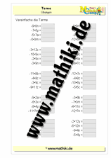 Terme vereinfachen (II) - ©2011-2019, www.mathiki.de