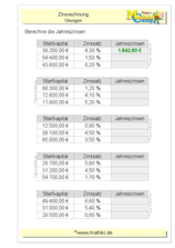 Zinsrechnung: Jahreszinsen (Klasse 7/8) - ©2019, www.mathiki.de