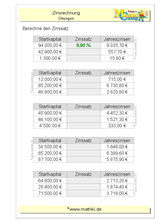 Zinsrechnung: Zinssatz (Klasse 7/8) - ©2011-2019, www.mathiki.de