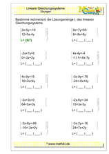 Lineare Gleichungssysteme (III) (Klasse 9/10) - ©2020, www.mathiki.de