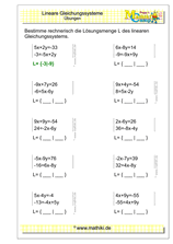 Lineare Gleichungssysteme (III) (Klasse 9/10) - ©2020, www.mathiki.de