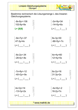 Lineare Gleichungssysteme (IV) (Klasse 9/10) - ©2020, www.mathiki.de