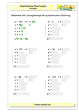 Quadratische Gleichungen (II) (Klasse 9/10) - ©2021, www.mathiki.de