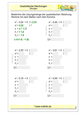 Quadratische Gleichungen (II) (Klasse 9/10) - ©2021, www.mathiki.de